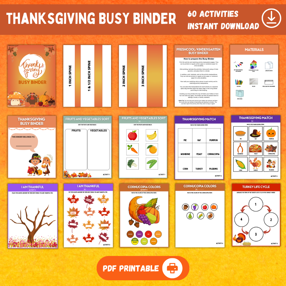 Thanksgiving Busy Binder (60 Pages Total)