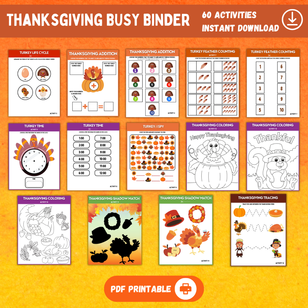 Thanksgiving Busy Binder (60 Pages Total)