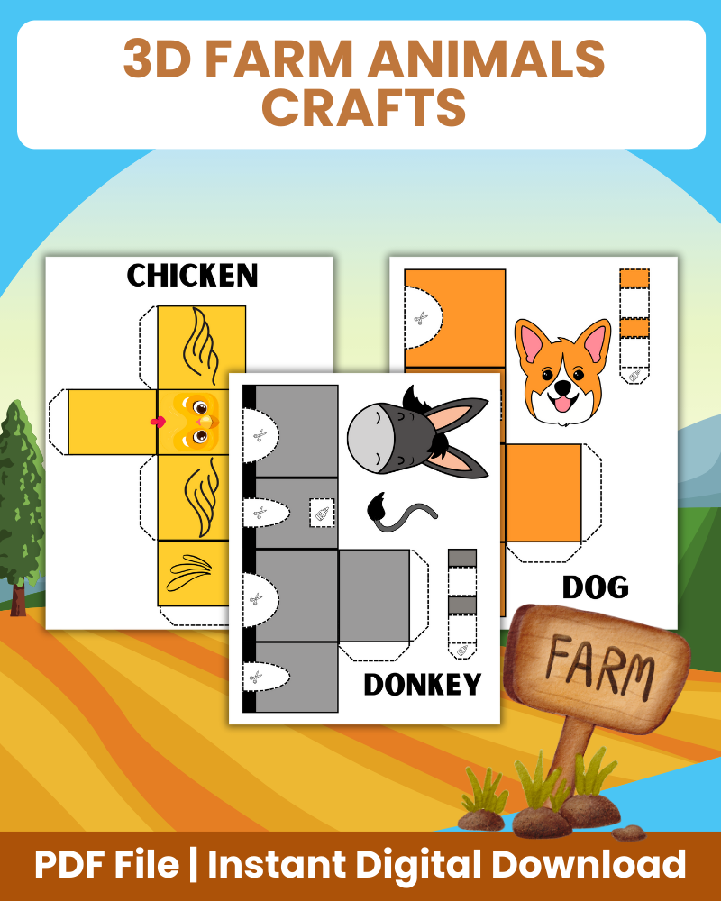 3D farm animals crafts