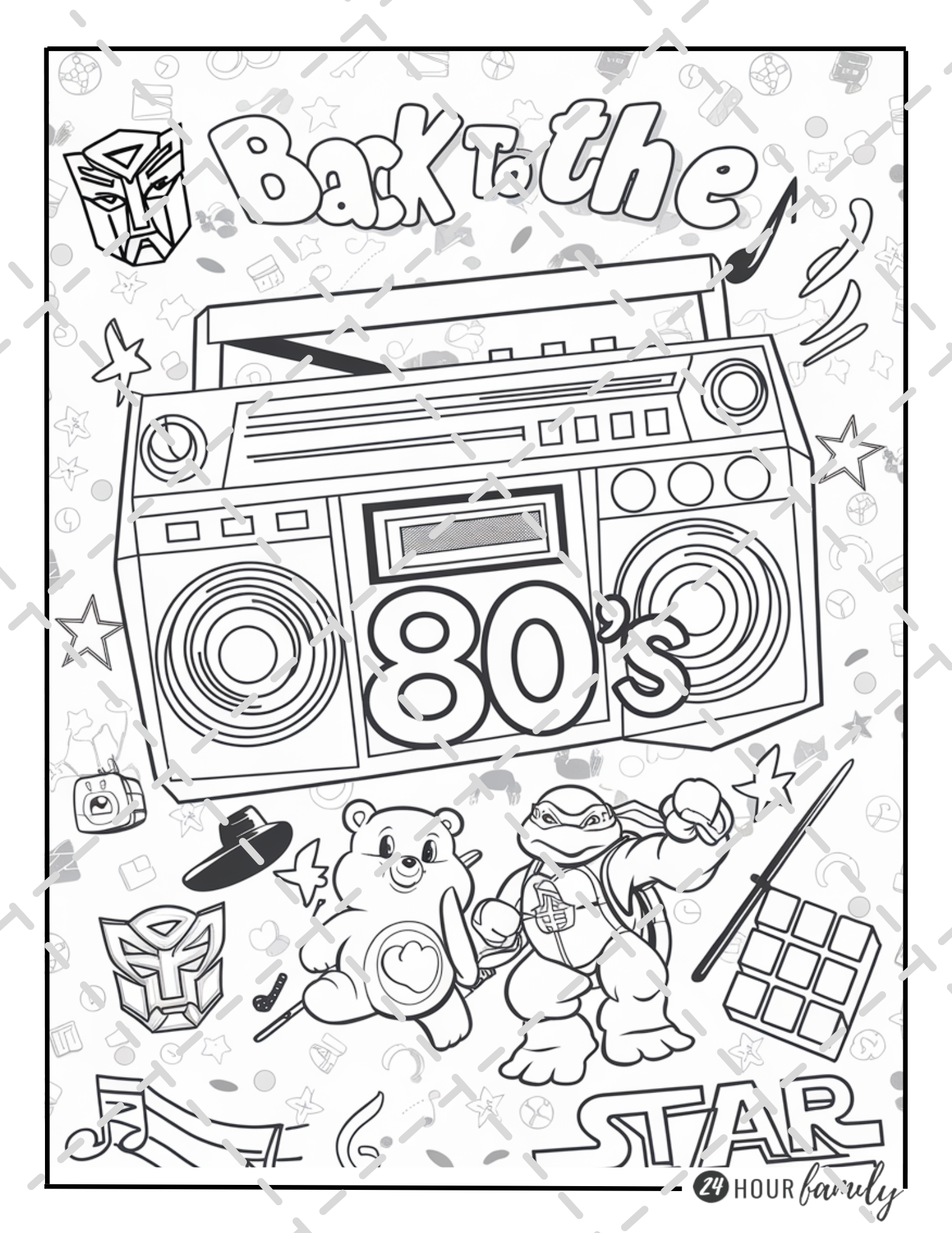 1980s themed coloring pages