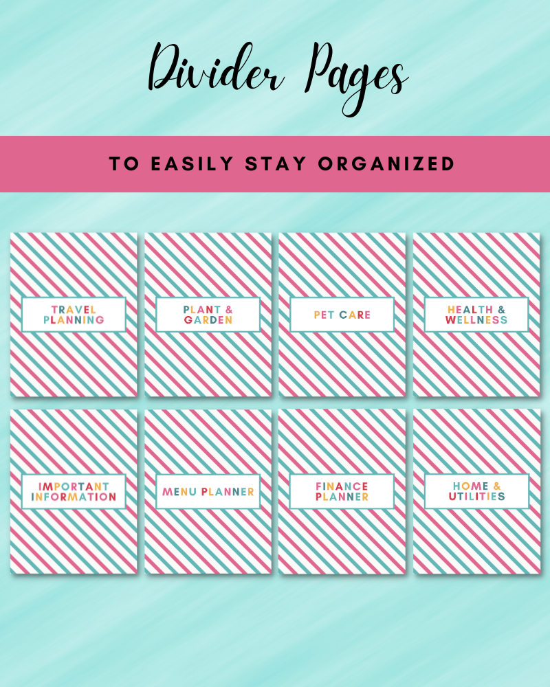 Home Management Binder - 124 Pages