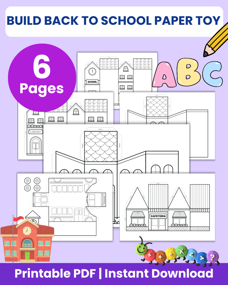 Build Back to school paper toy printable