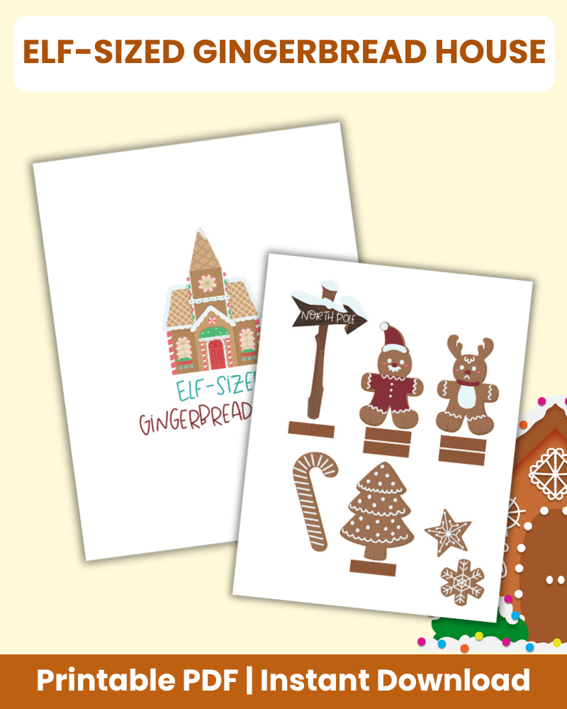 Elf-Sized Gingerbread House Template Printable
