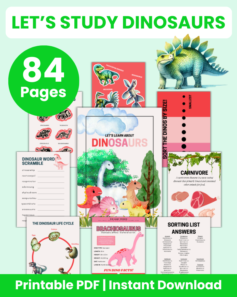 Let's Study Dinosaurs Printable Book