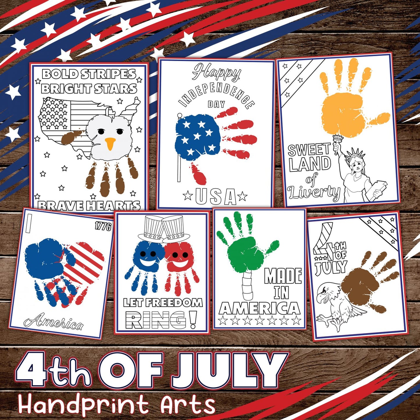 July 4th Handprint Art Bundle (14 Pages)