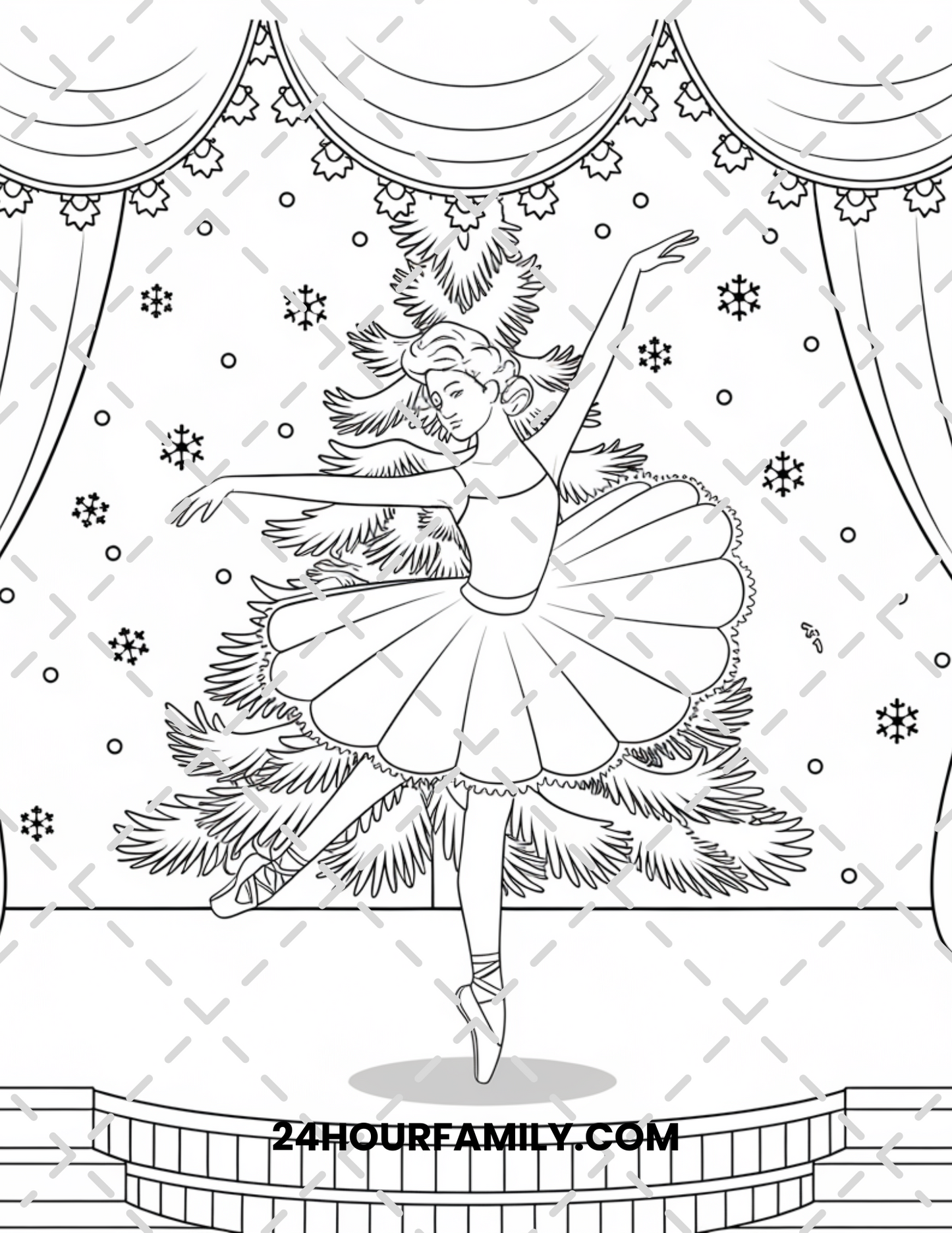 christmas ballerina coloring pages