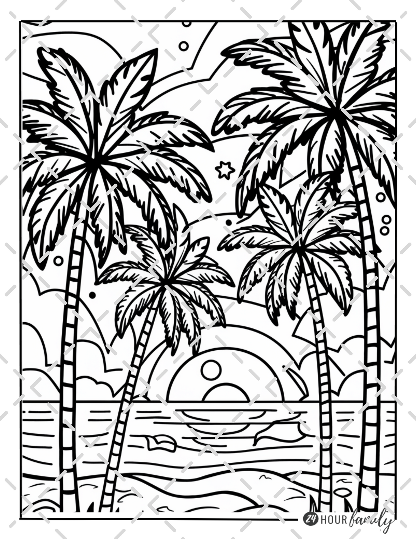 beach sunset coloring pages