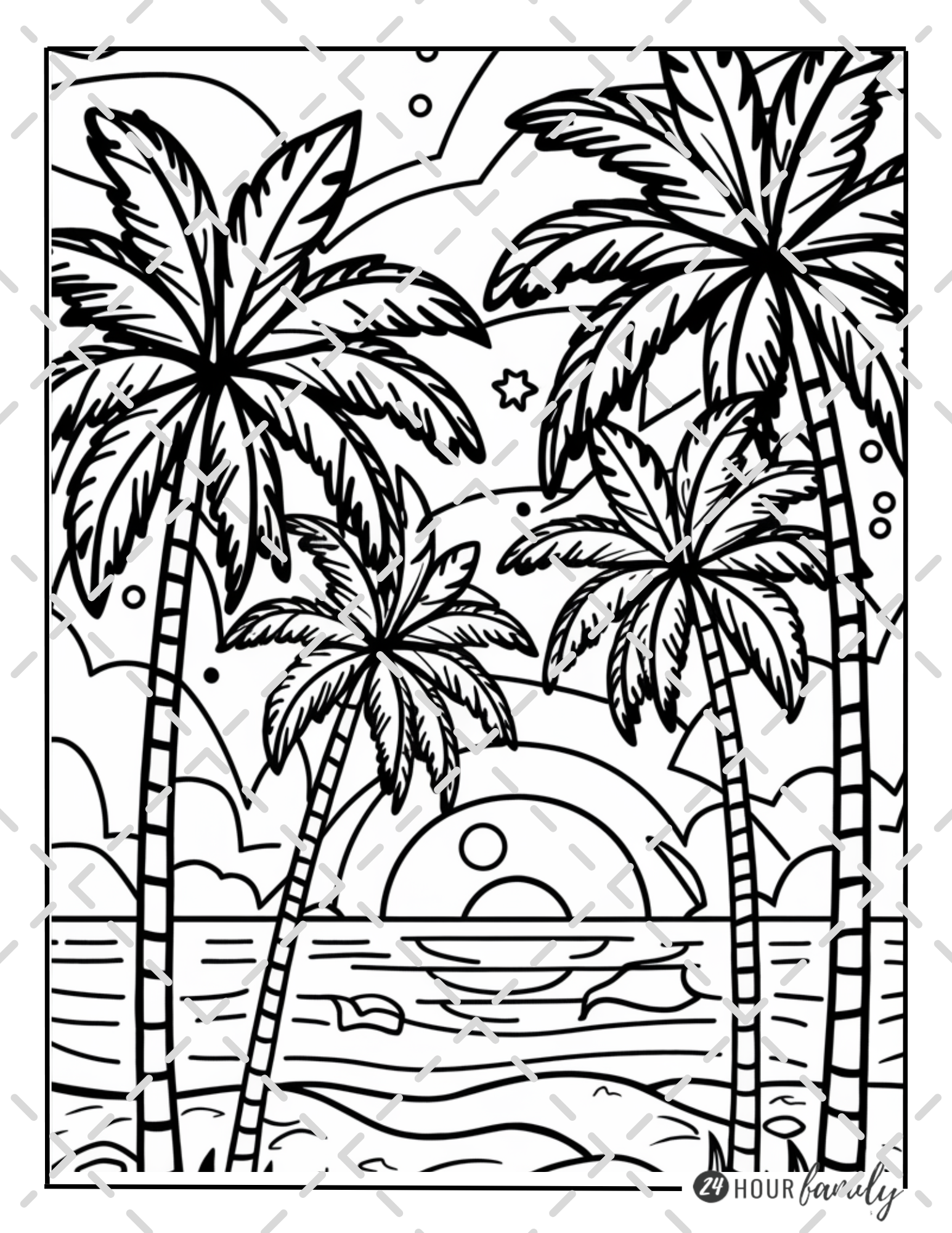beach sunset coloring pages