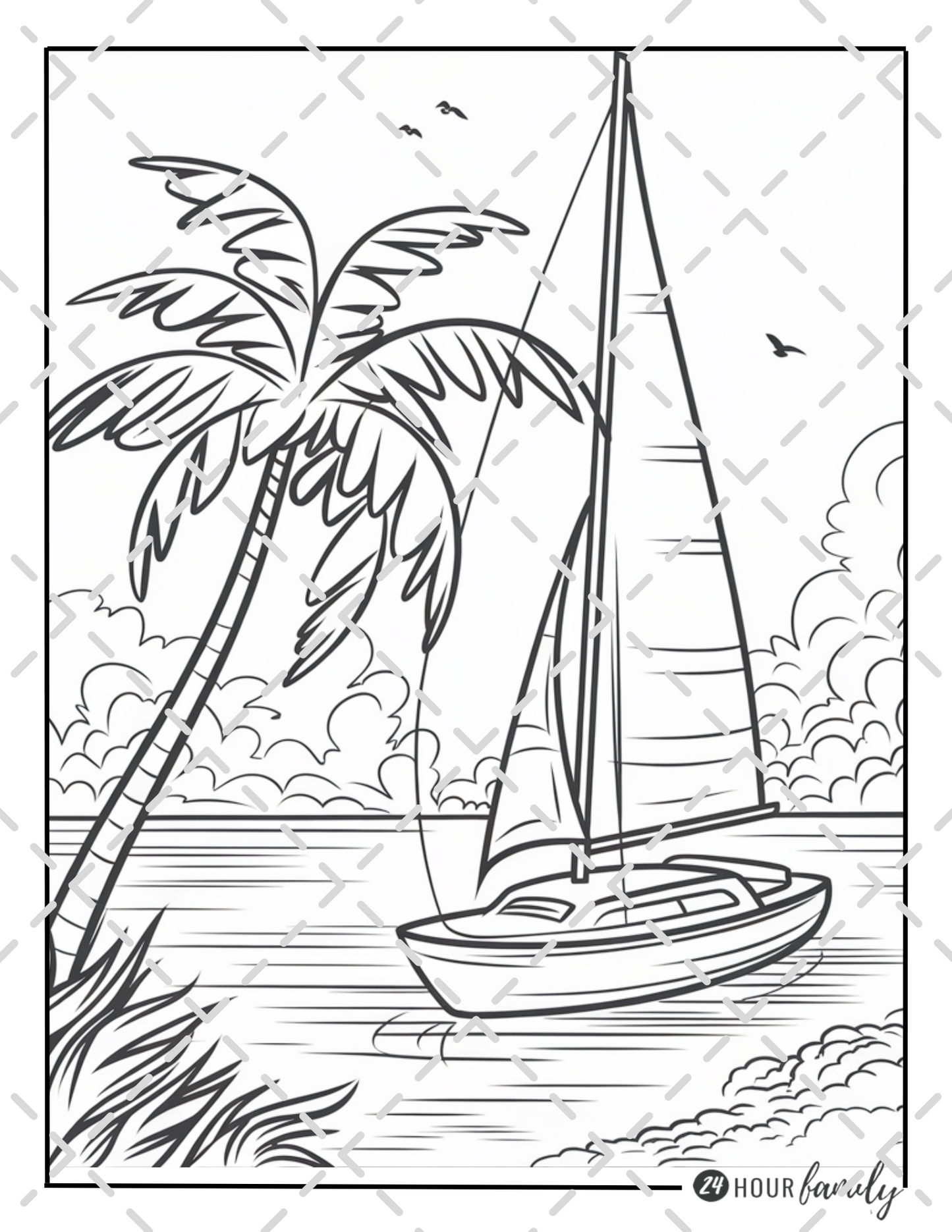 beach sunset coloring pages