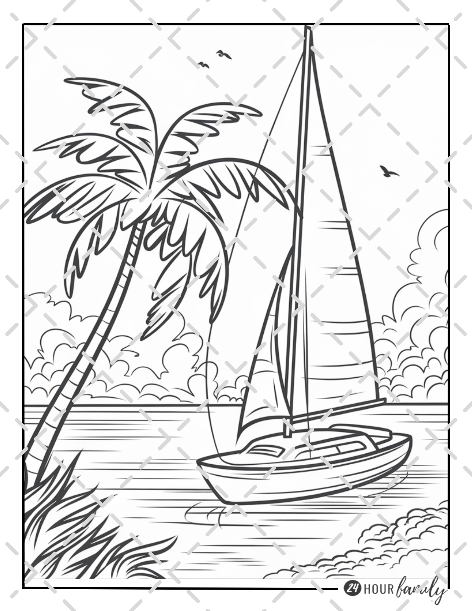 beach sunset coloring pages