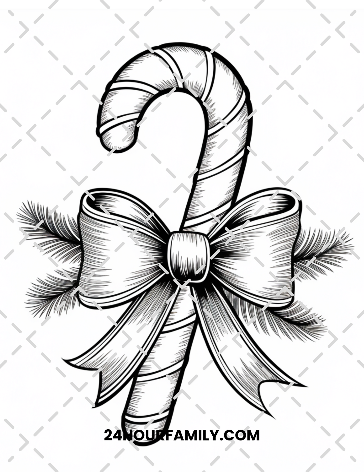 candy cane with ornaments