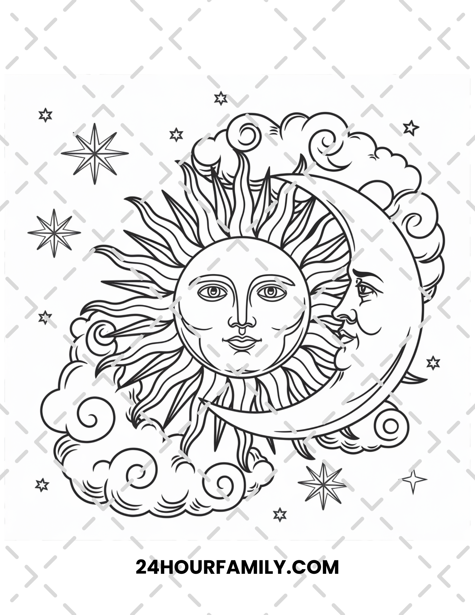 sun and moon coloring pages