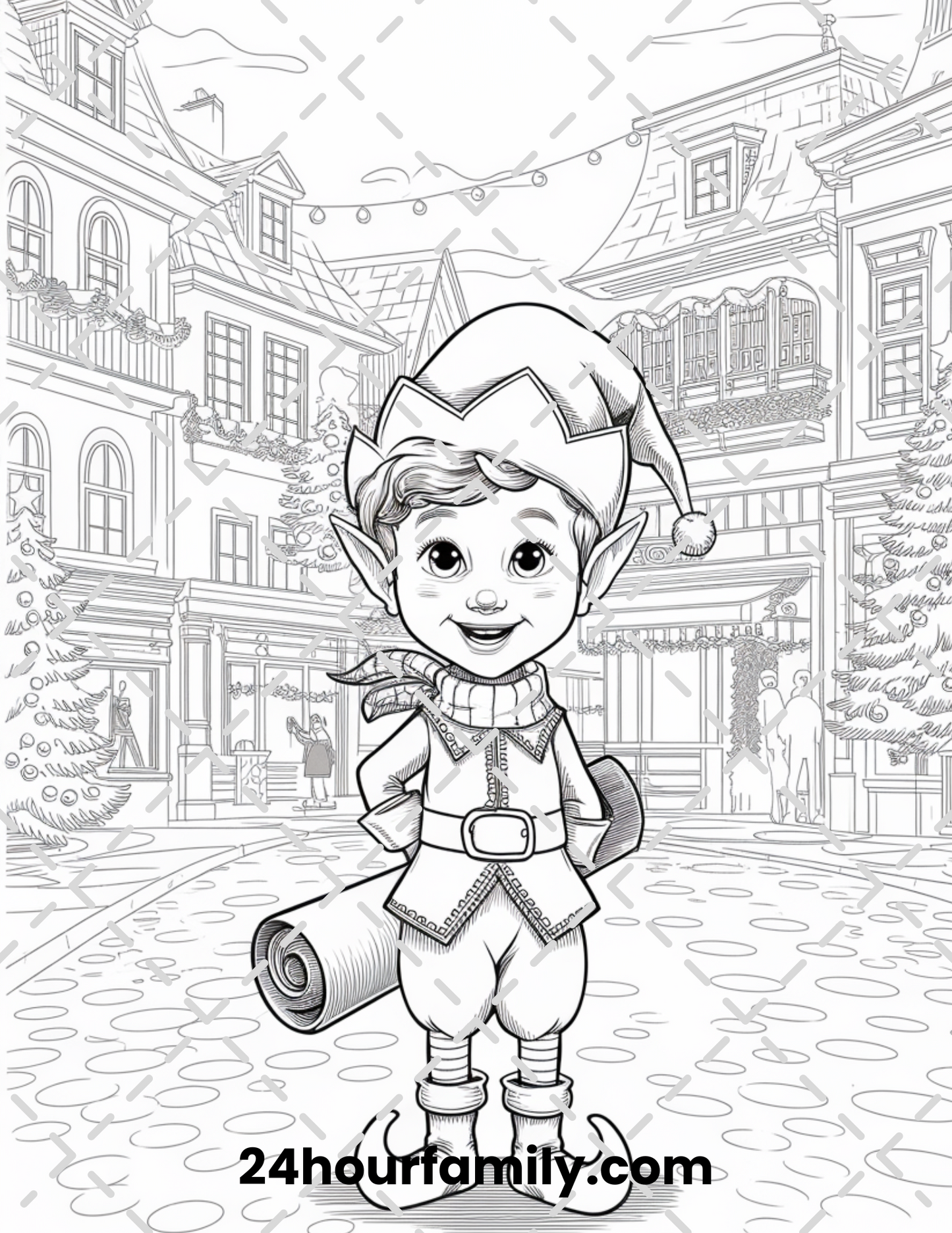 festive elf yuletide coloring pages