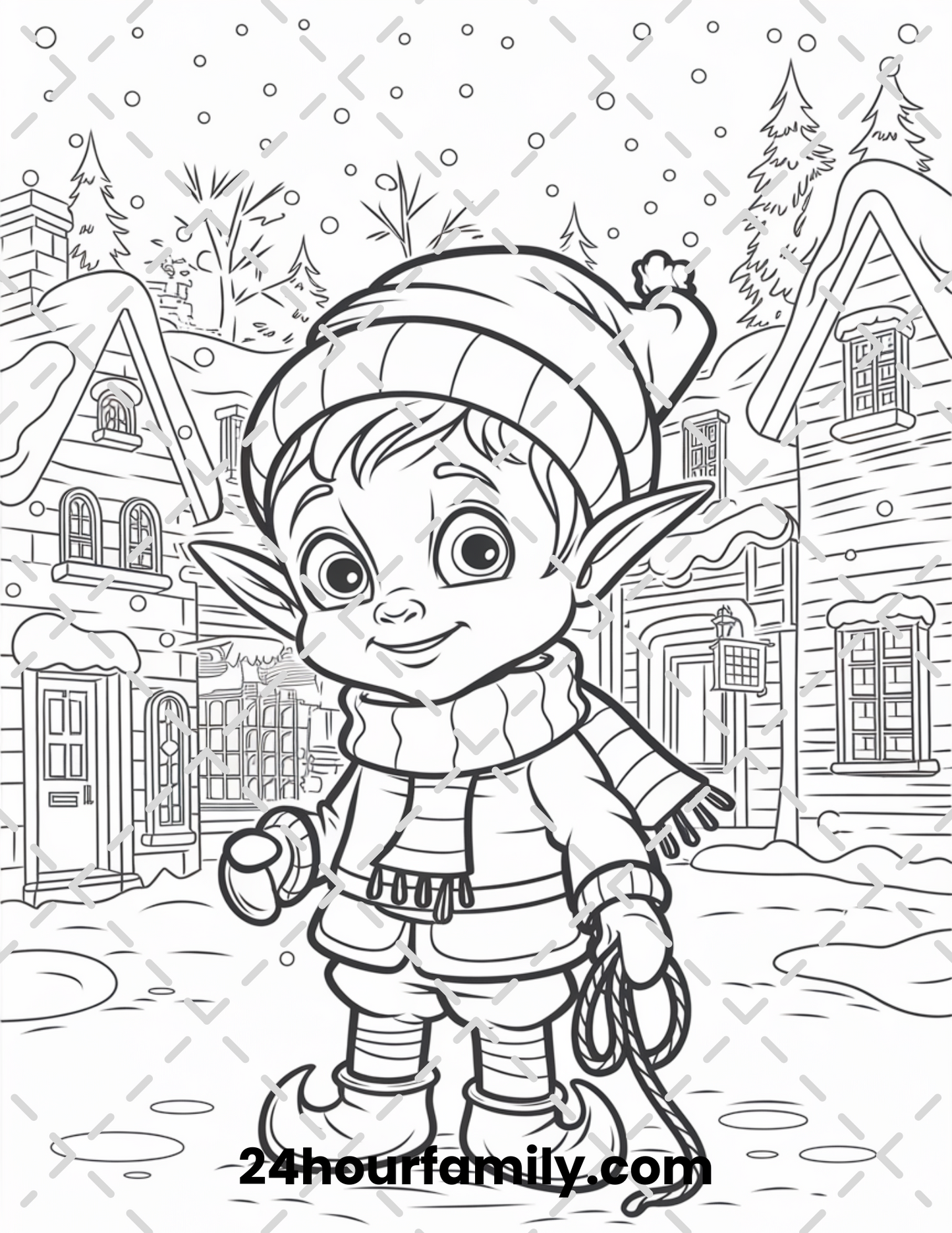 festive elf coloring pages