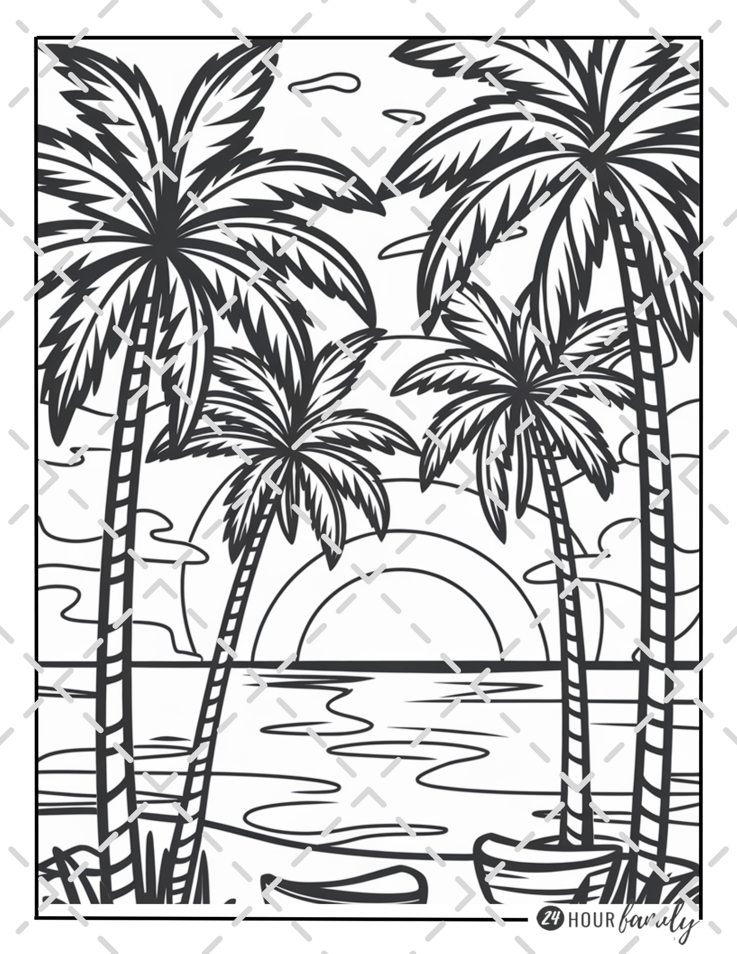 beach sunset coloring pages