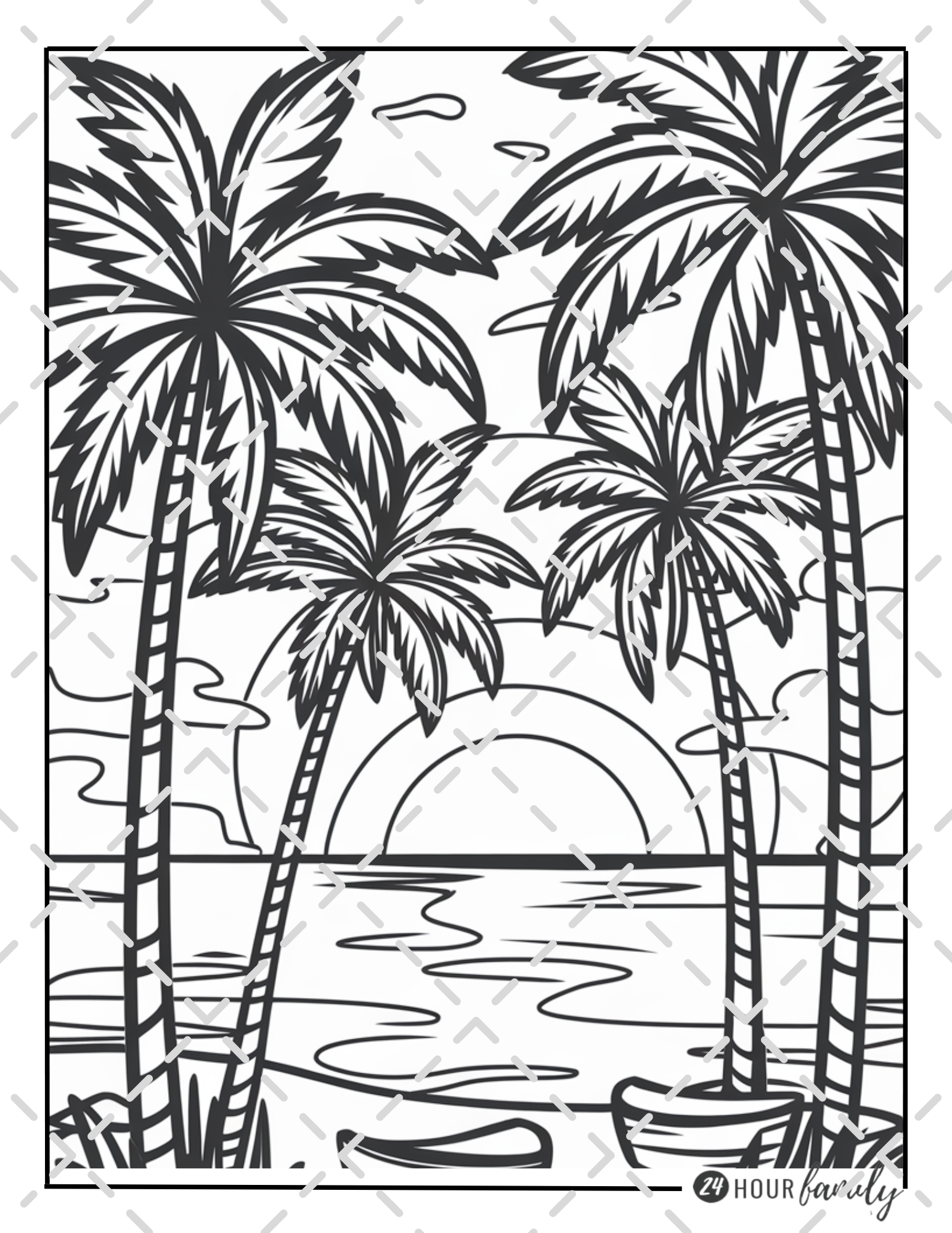 beach sunset coloring pages