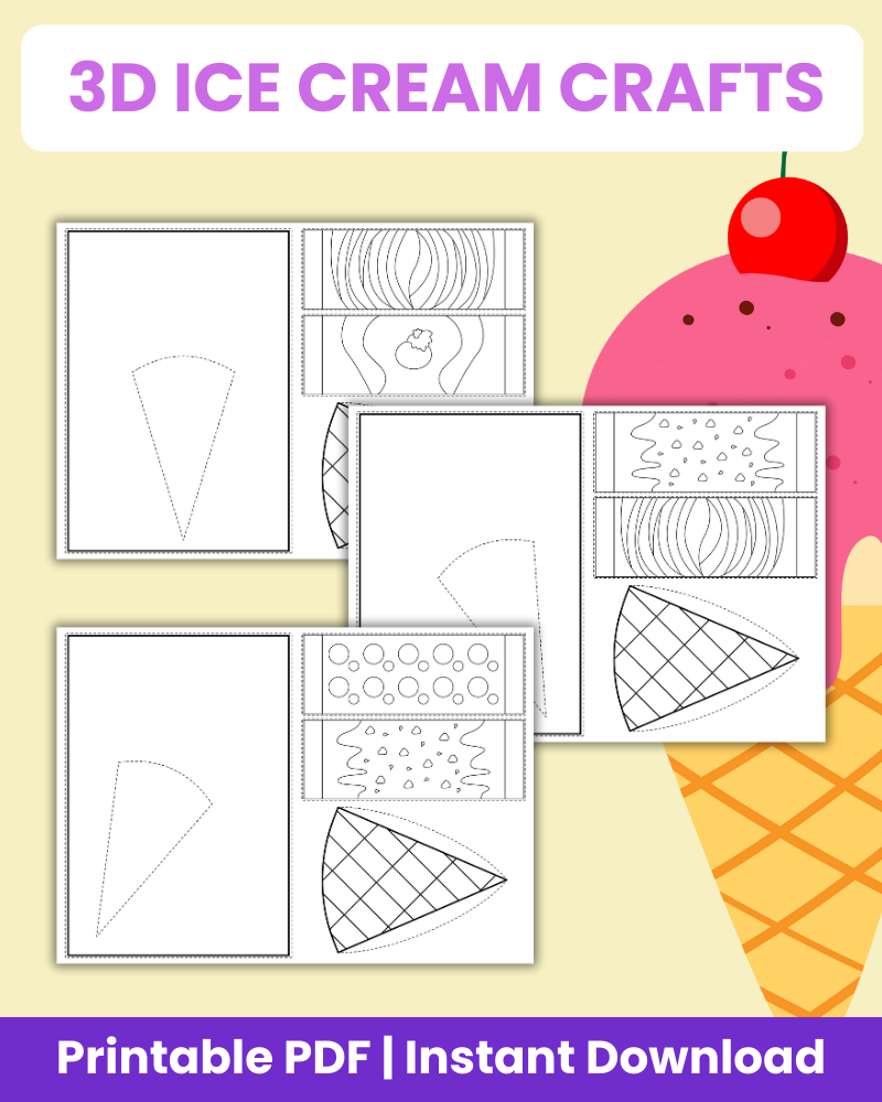 3d ice cream crafts printable