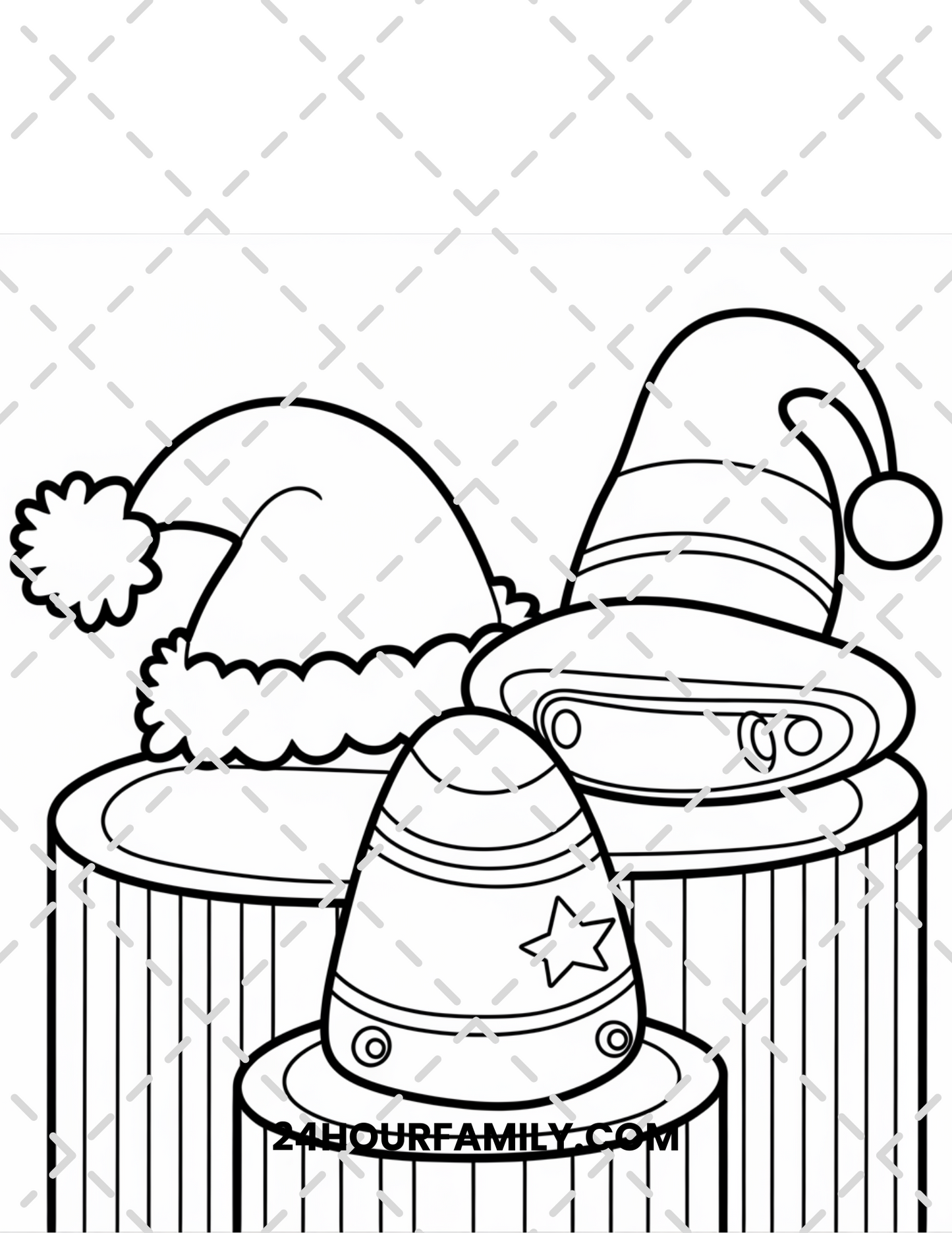 santa hats coloring pages