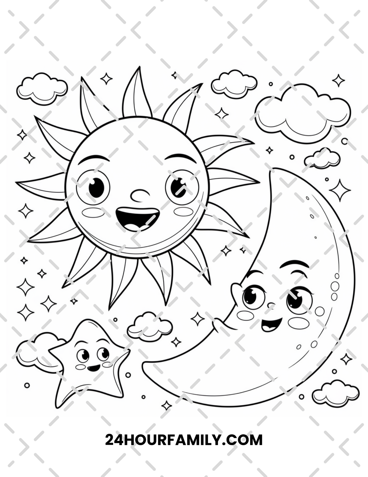 sun and moon coloring pages