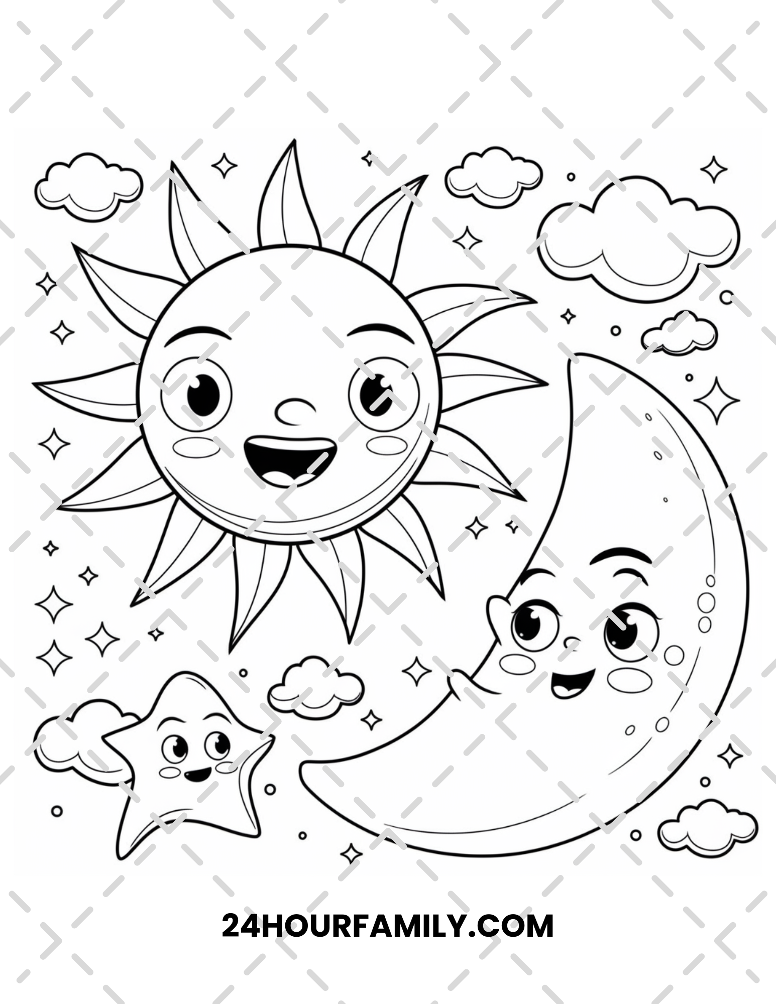sun and moon coloring pages