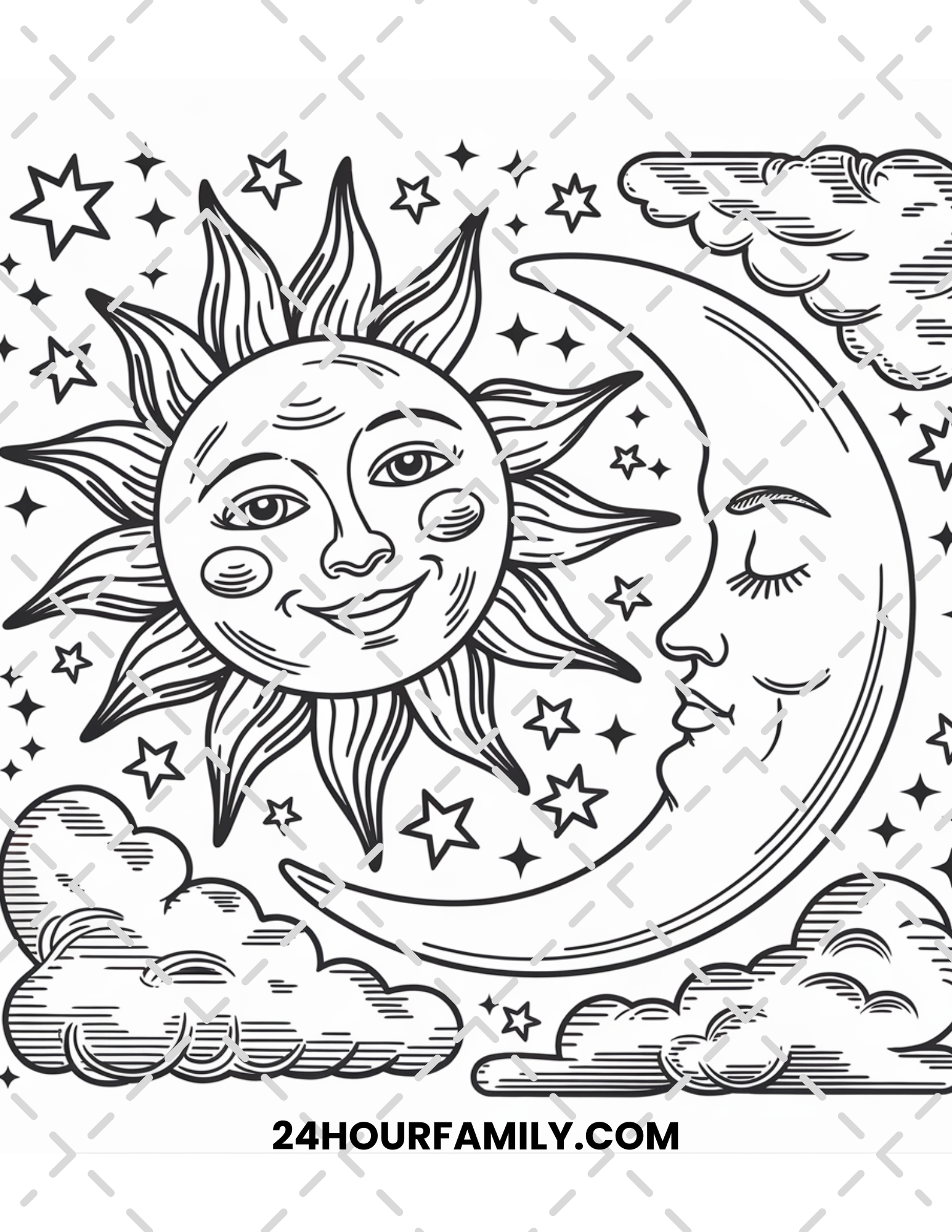 sun and moon coloring pages