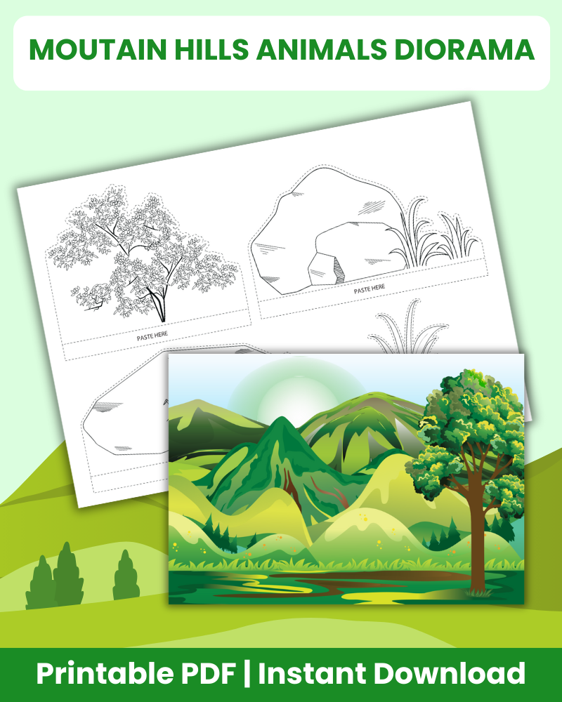 mountain hills animals diorama