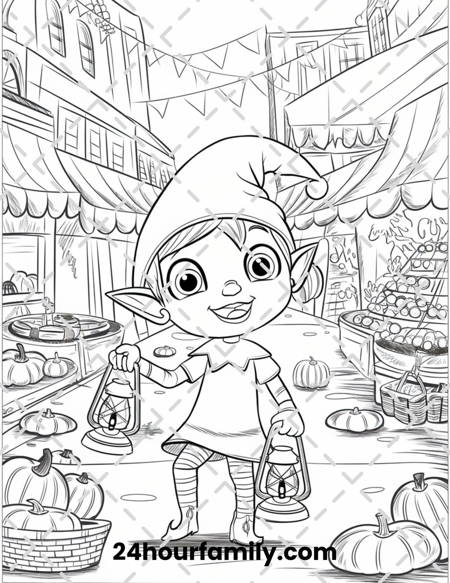 festive elf coloring pages