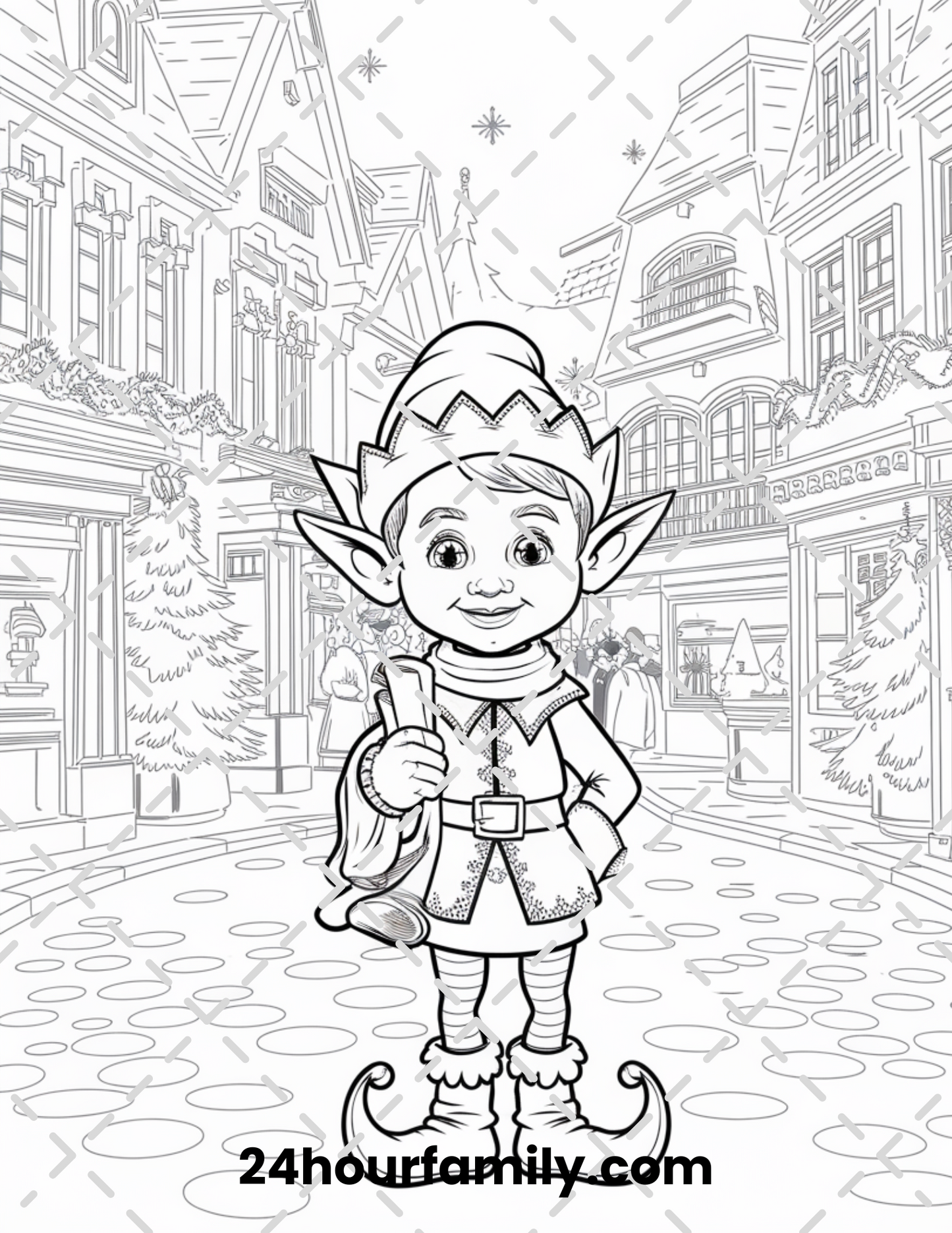 festive elf yuletide coloring pages