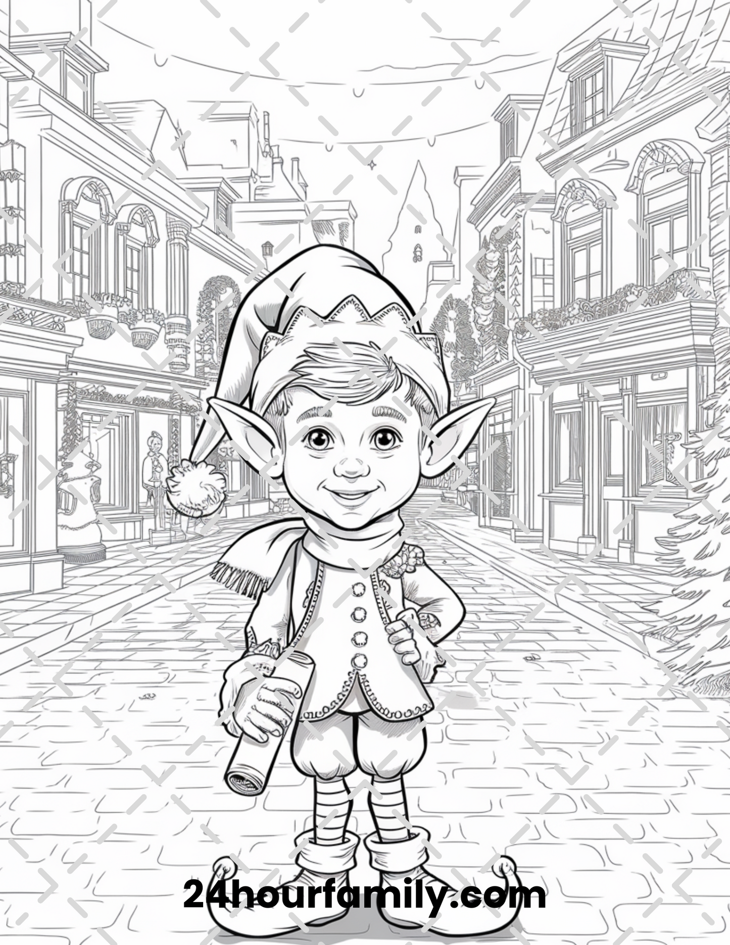 festive elf yuletide coloring