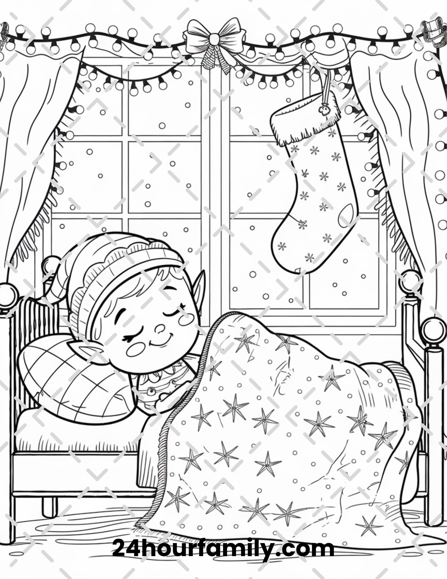 festive elf yuletide coloring