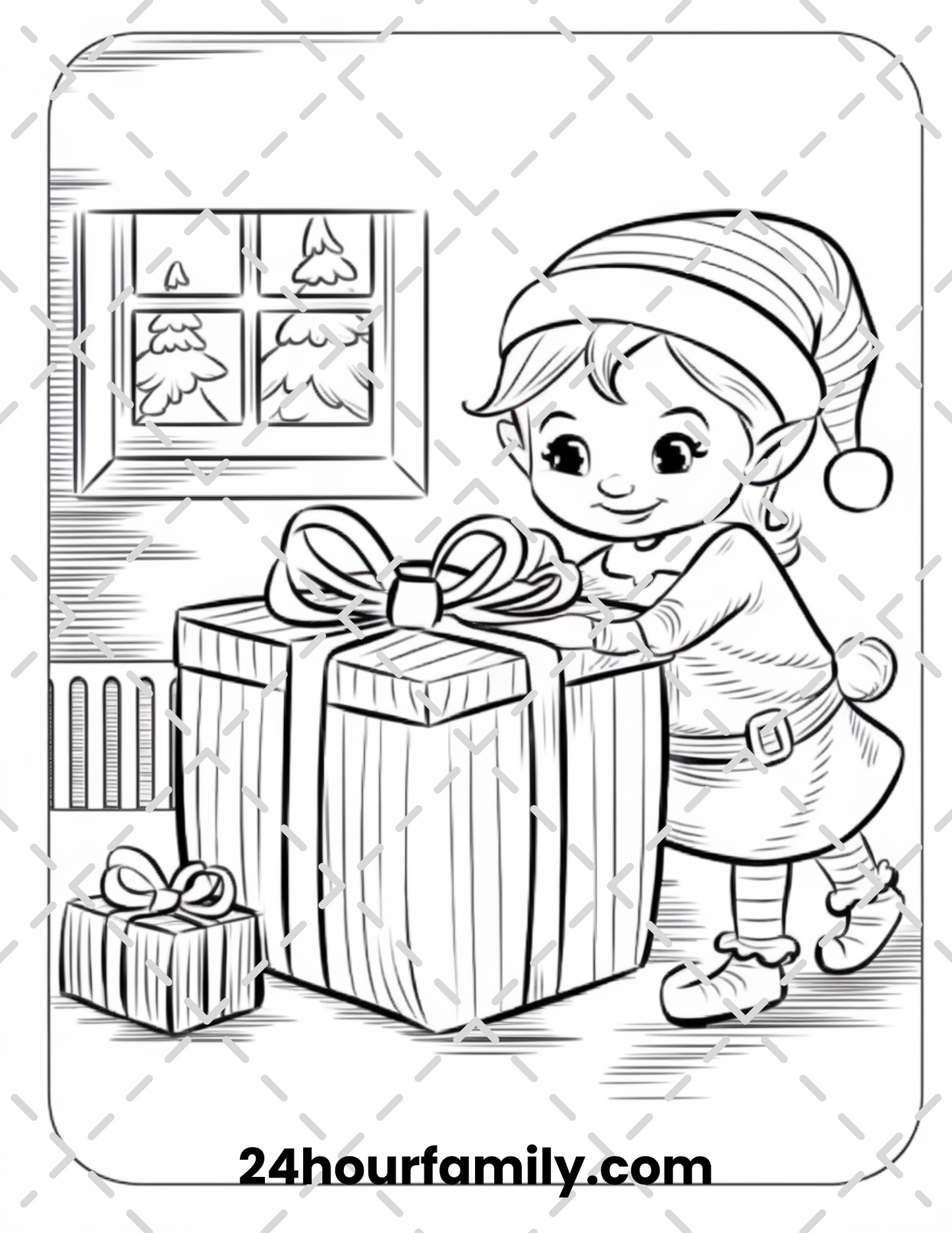 festive elf yuletide coloring pages