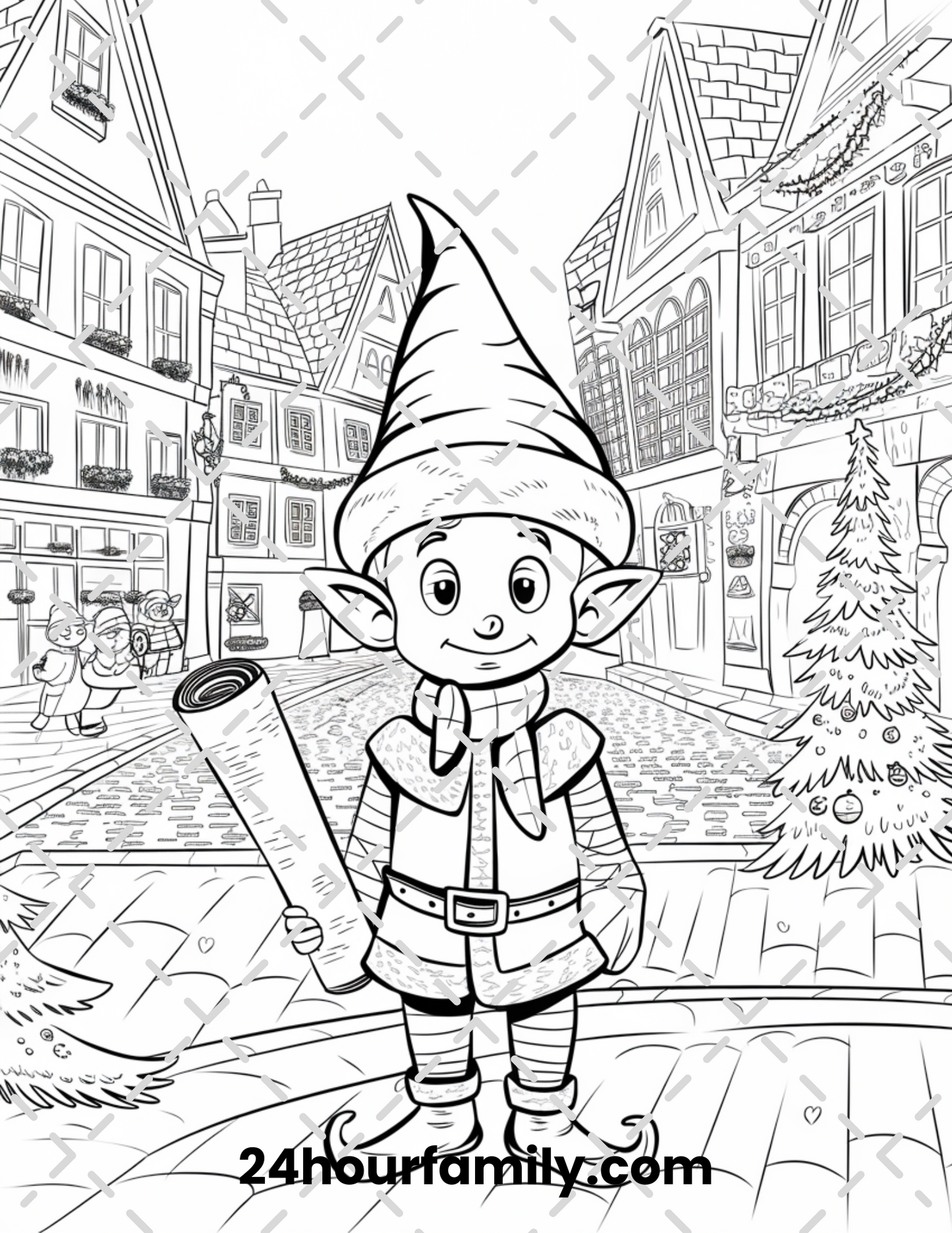 festive elf yuletide coloring pages