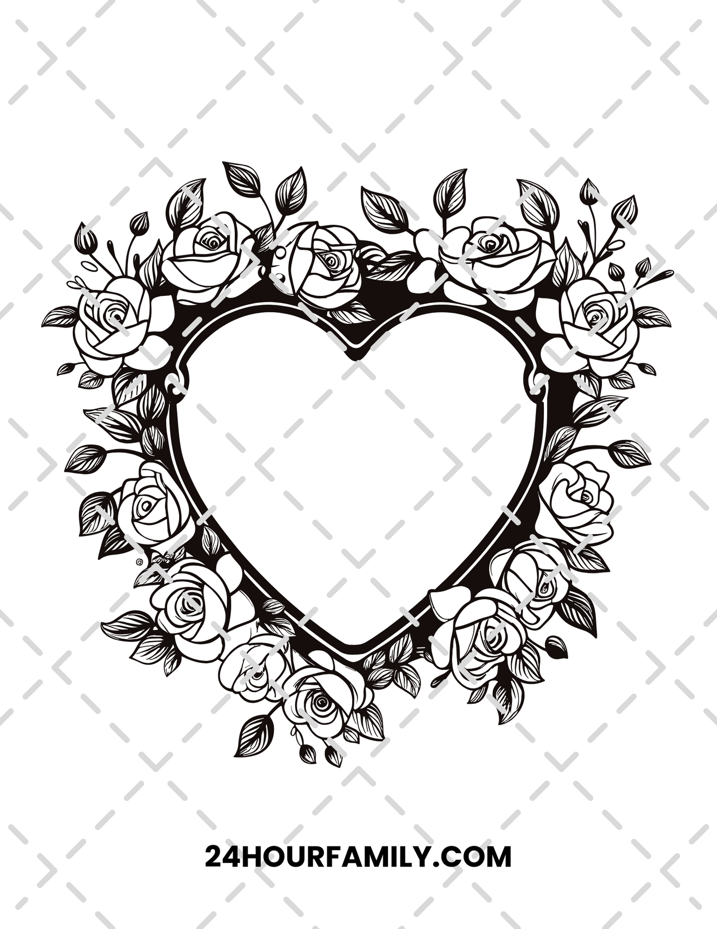 rose and heart coloring pages