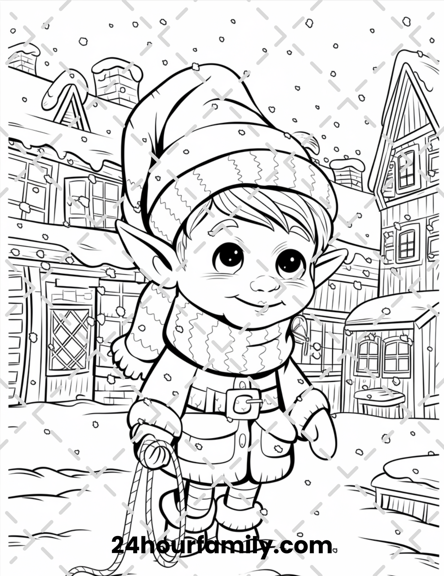 festive elf coloring pages