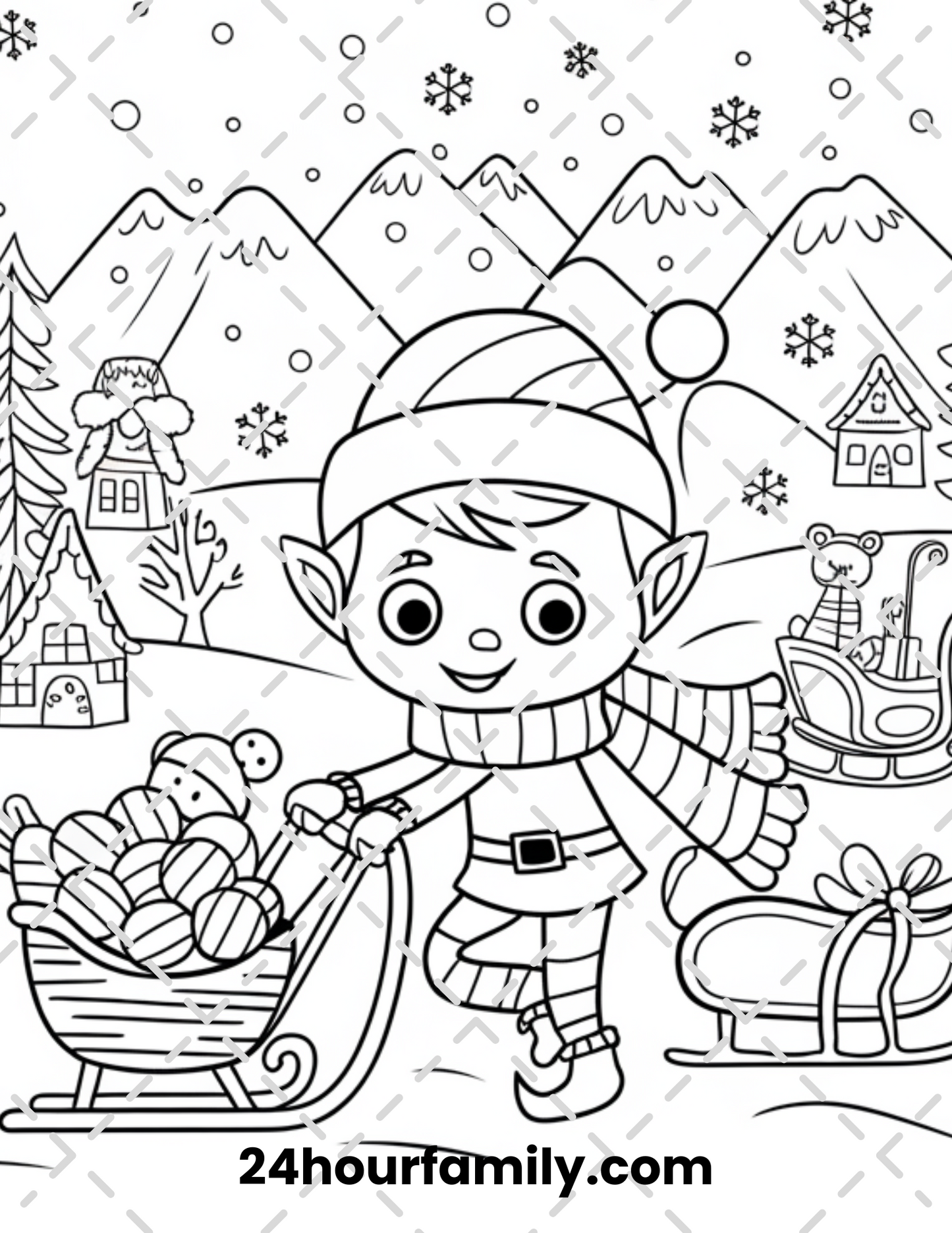 festive elf yuletide coloring pages