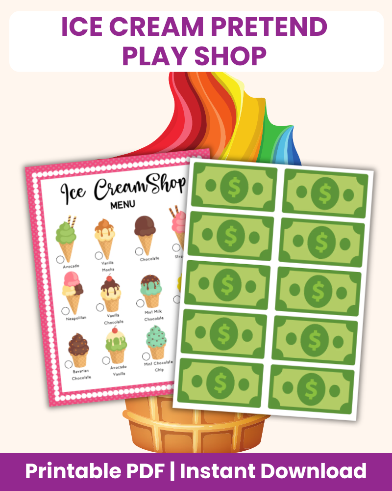 ice cream pretend play shop printable