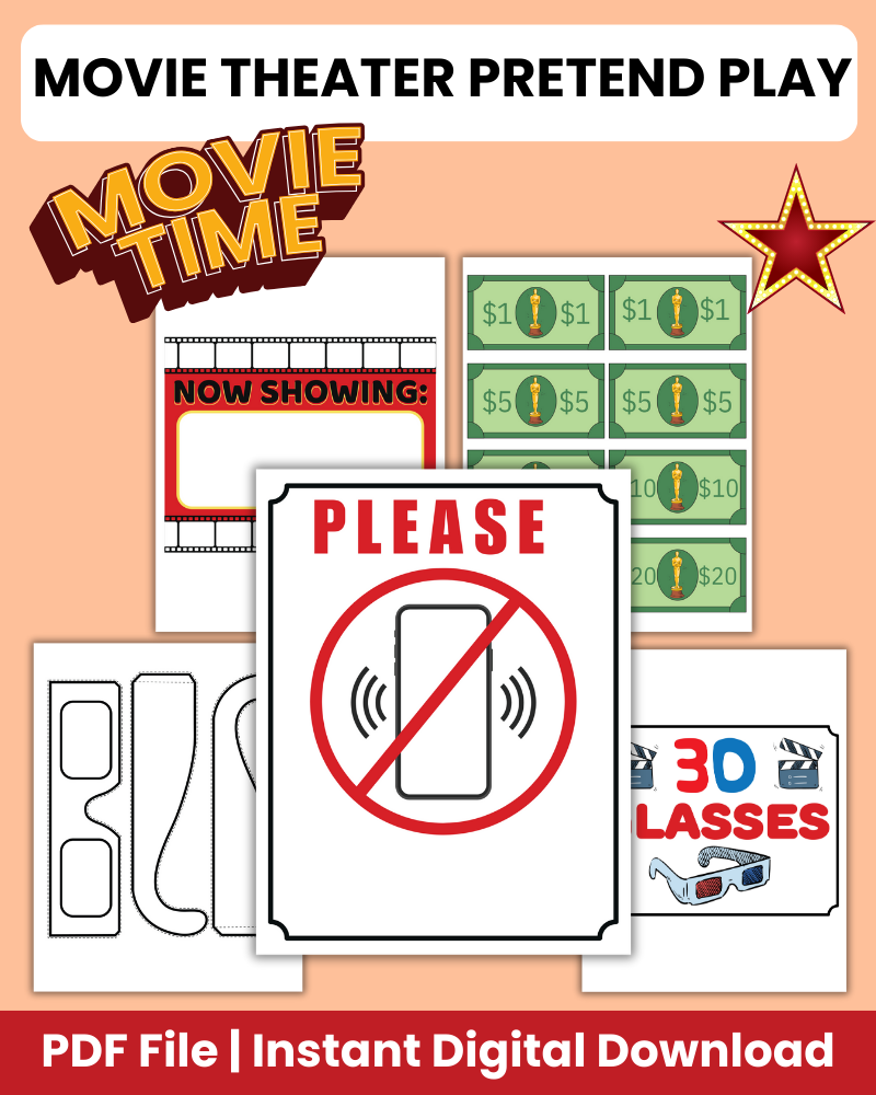 movie theater pretend play printable