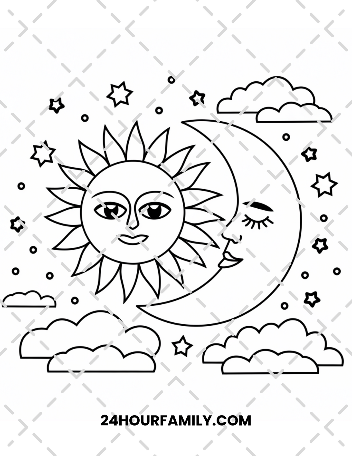 sun and moon coloring pages