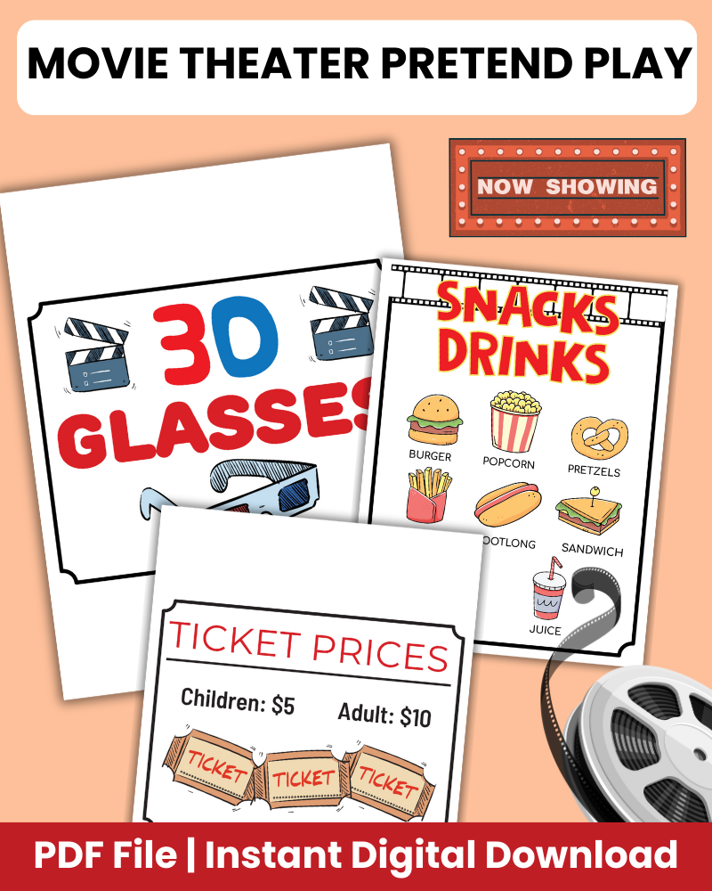 movie theater pretend play printable