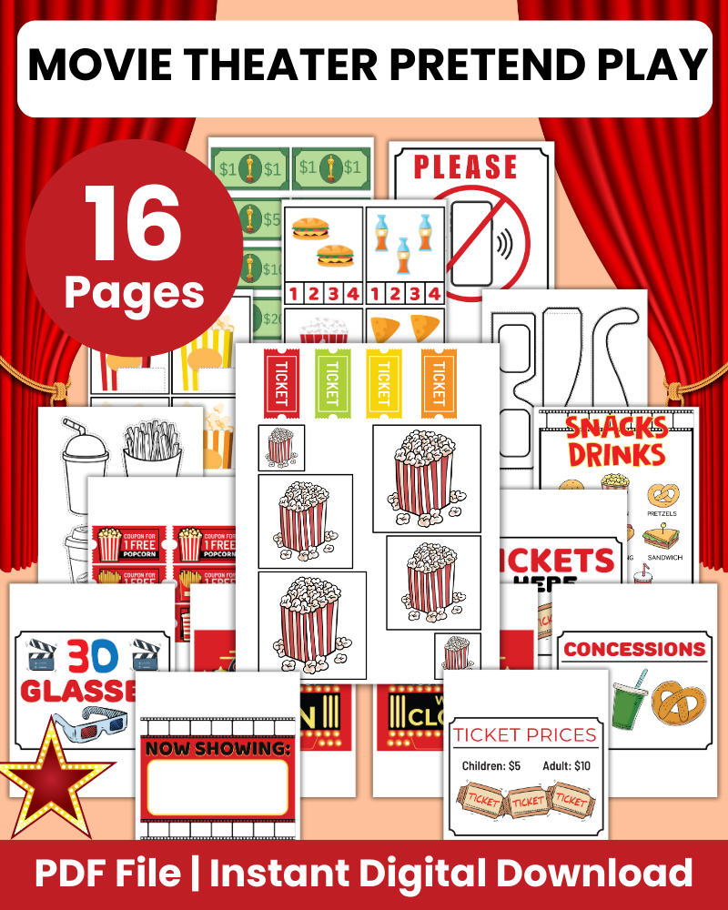 movie theater pretend play printable