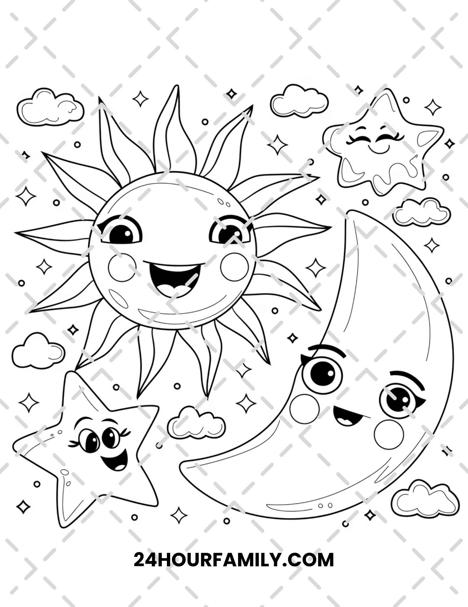 sun and moon coloring pages