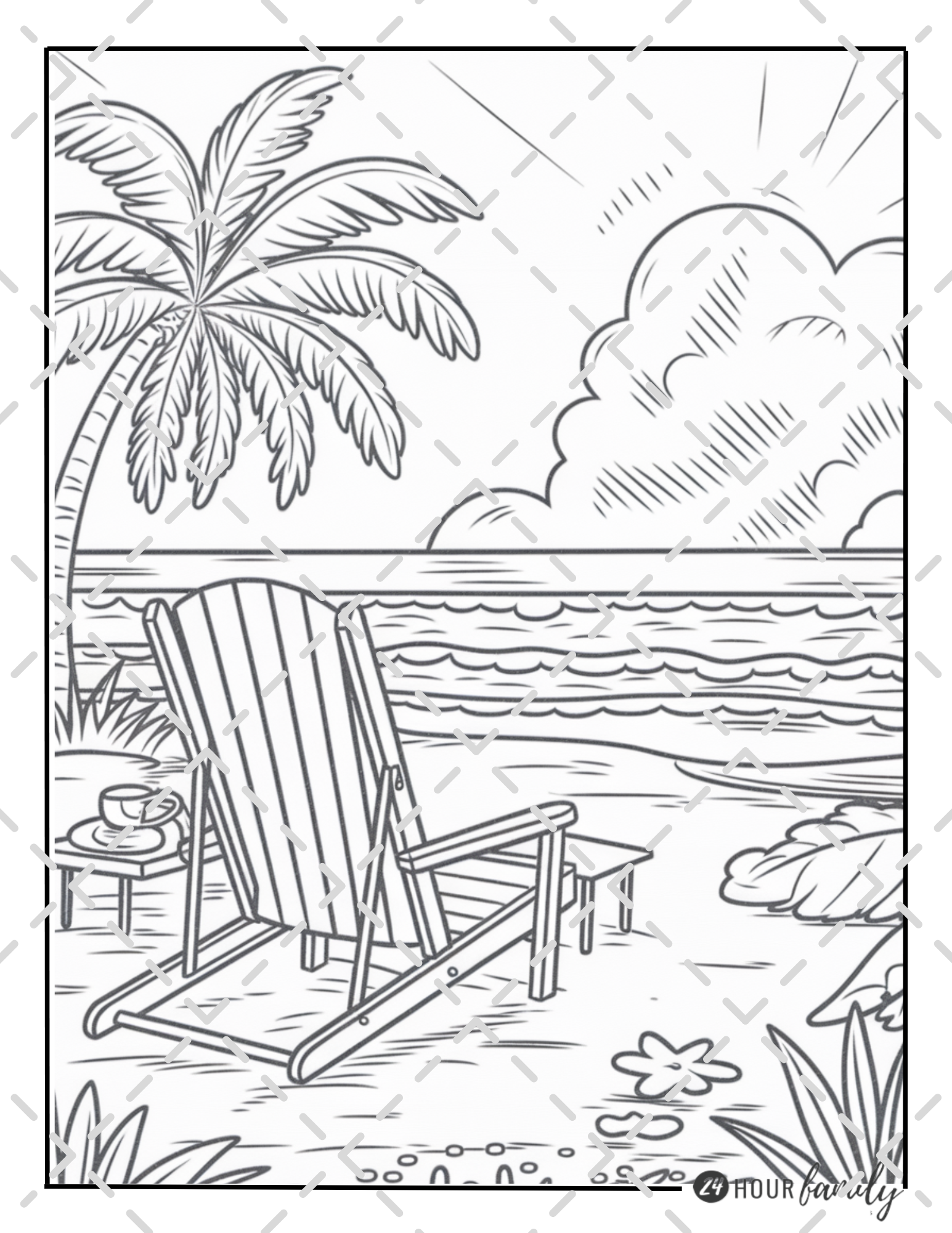 beach sunset coloring pages