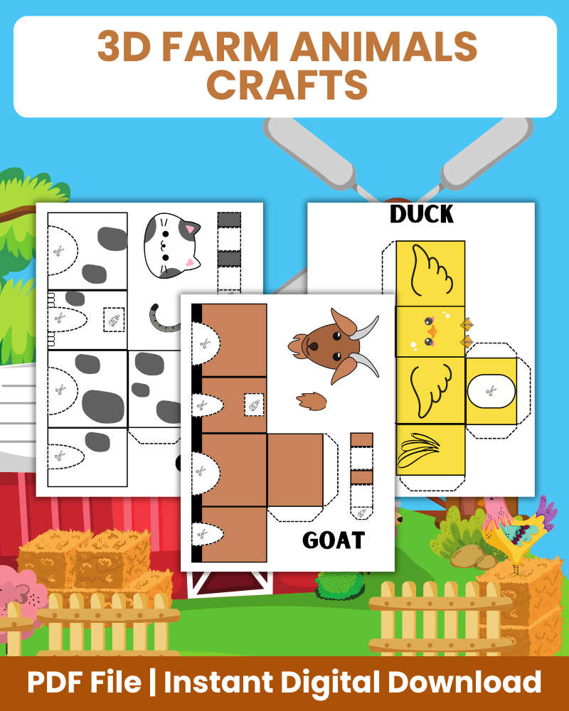 3D farm animals crafts