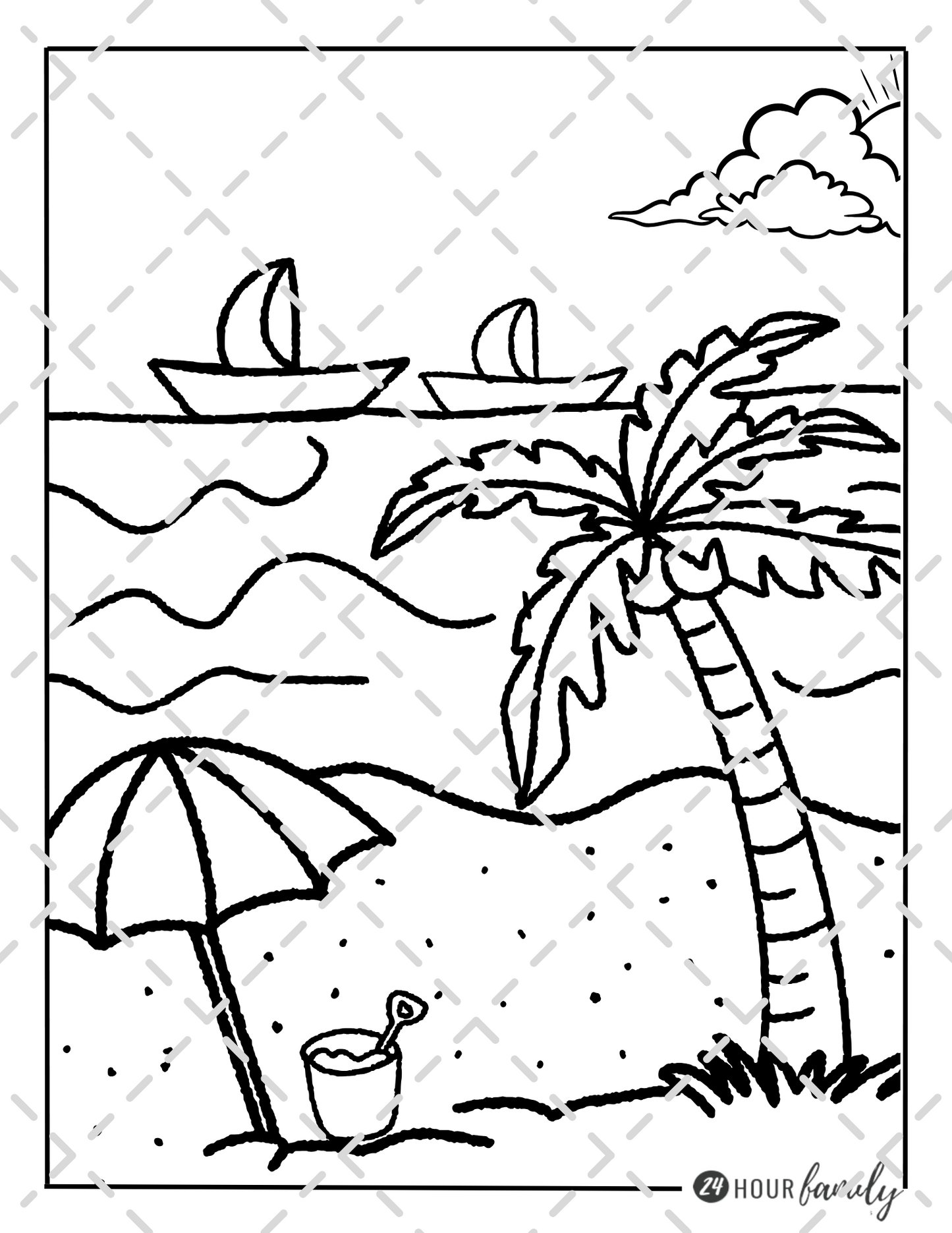 beach sunset coloring pages