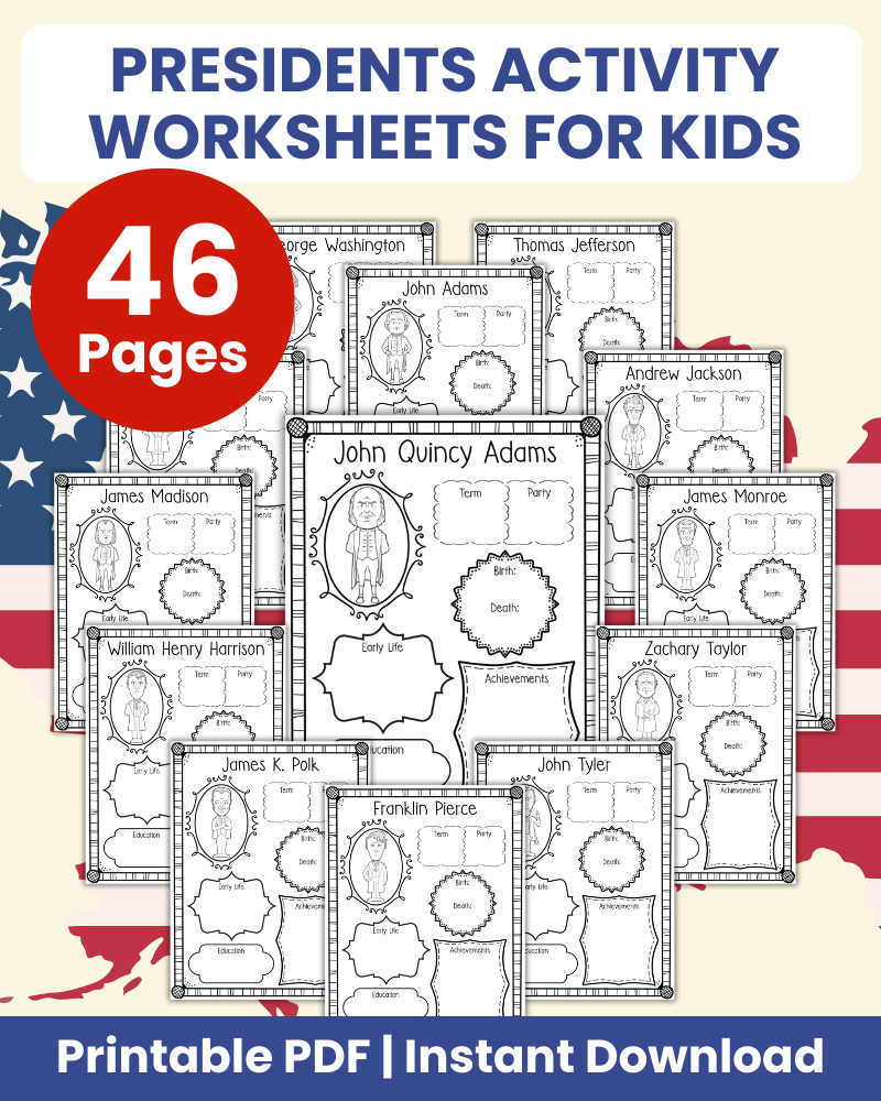 presidents activity worksheets for kids