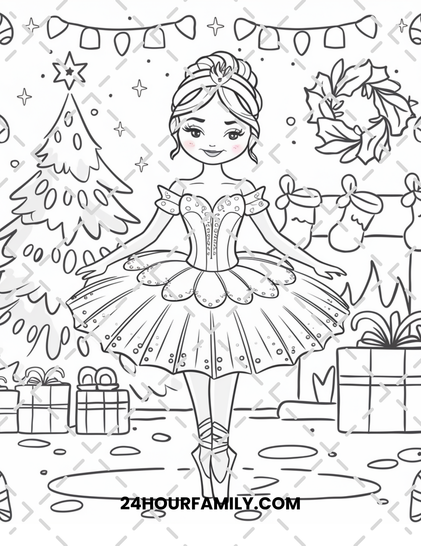 christmas ballerina coloring pages