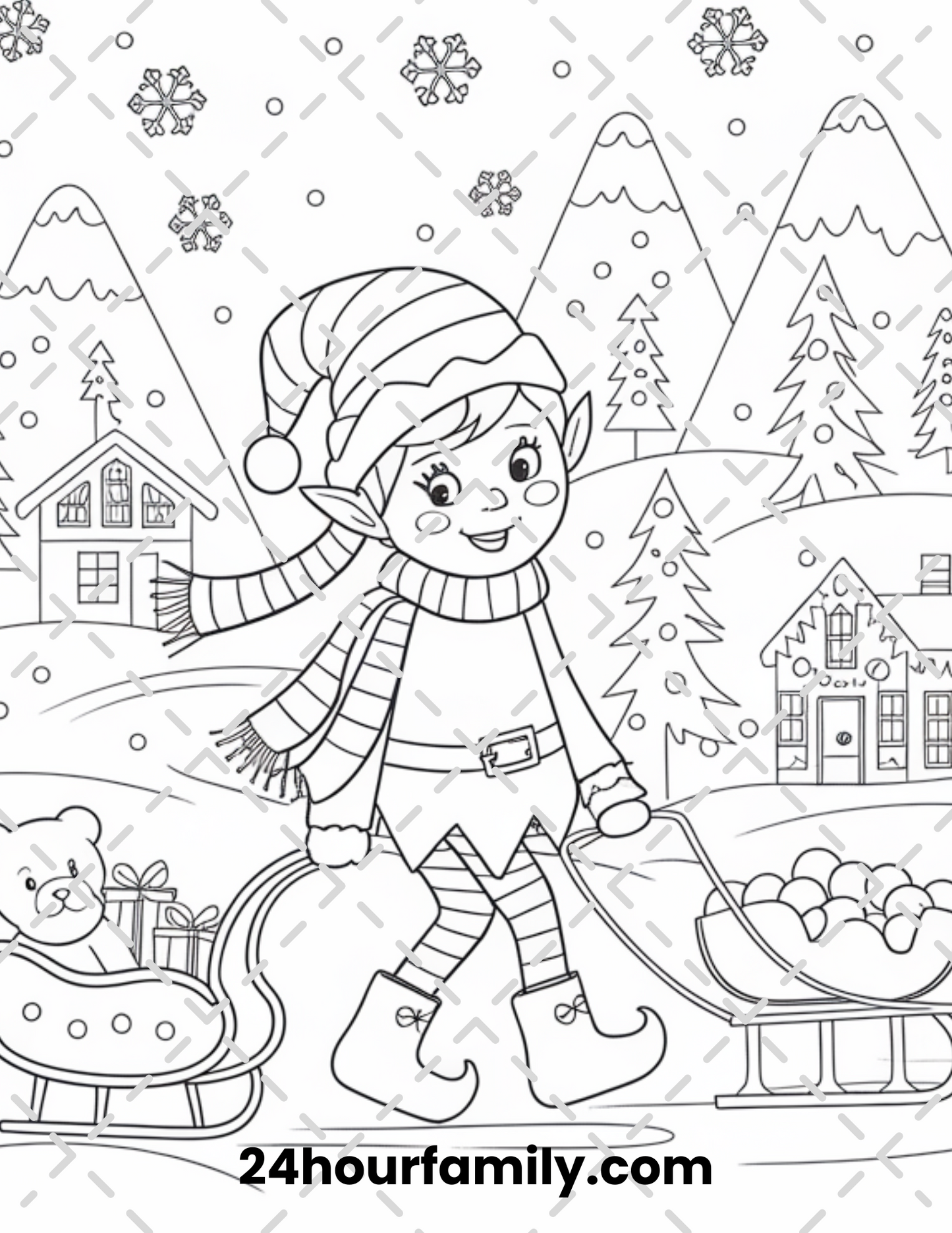 festive elf yuletide coloring pages