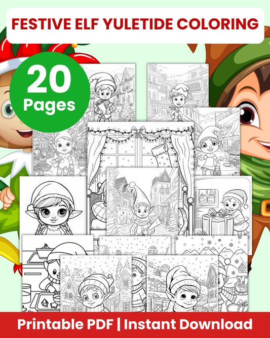 festive elf yuletide coloring pages
