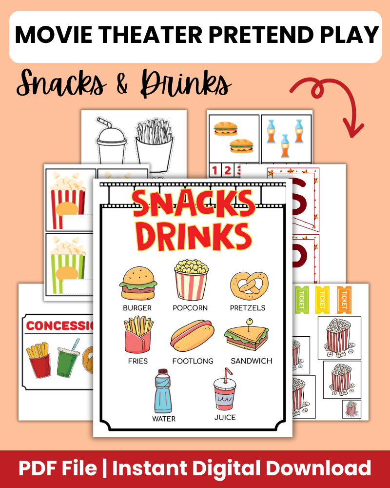 movie theater pretend play printable