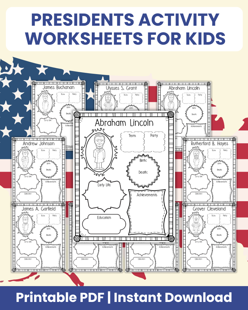 presidents activity worksheets for kids